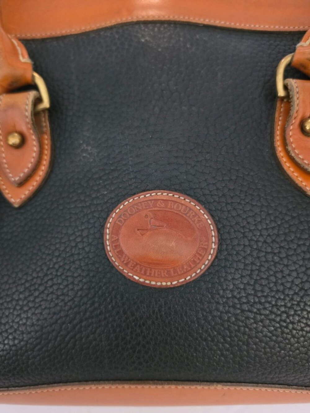 Vintage Dooney & Bourke AWL Satchel Black Tan Leather USA Made – No Strap - Picture 3 of 12